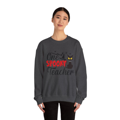 One Spooky Teacher Sweatshirt Cute Spooky Teacher Sweater Retro Teacher Halloween Sweatshirt Black Cat Lover Teacher Sweater Back To School