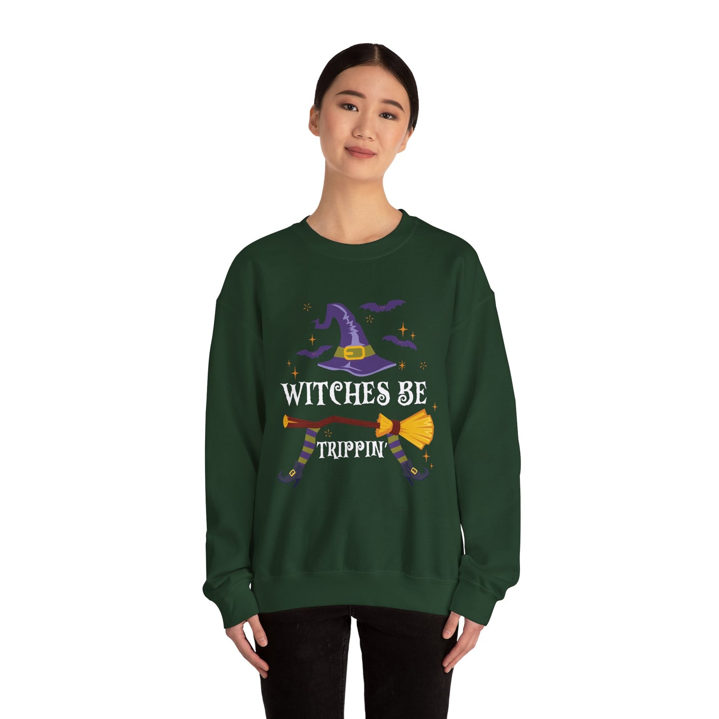 Witches be Trippin Sweatshirt Halloween Witch Sweater Funny Halloween Sweatshirt Witchy Halloween Outfit Salem Witch Apparel Spooky Season