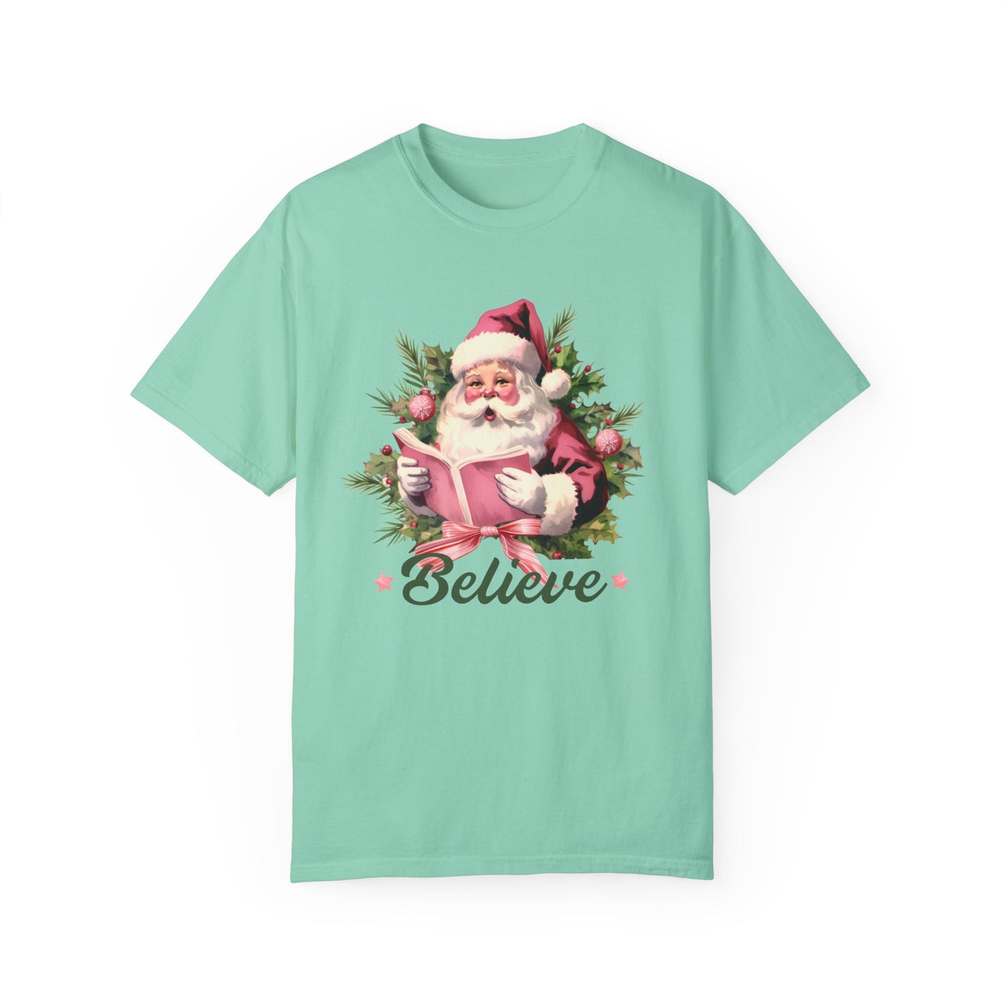 Comfort Colors® Believe Christmas Shirt 1950s Vintage Pink Santa Tshirt Vintage Christmas Believe T-shirt Retro Christmas Party Tee Believe