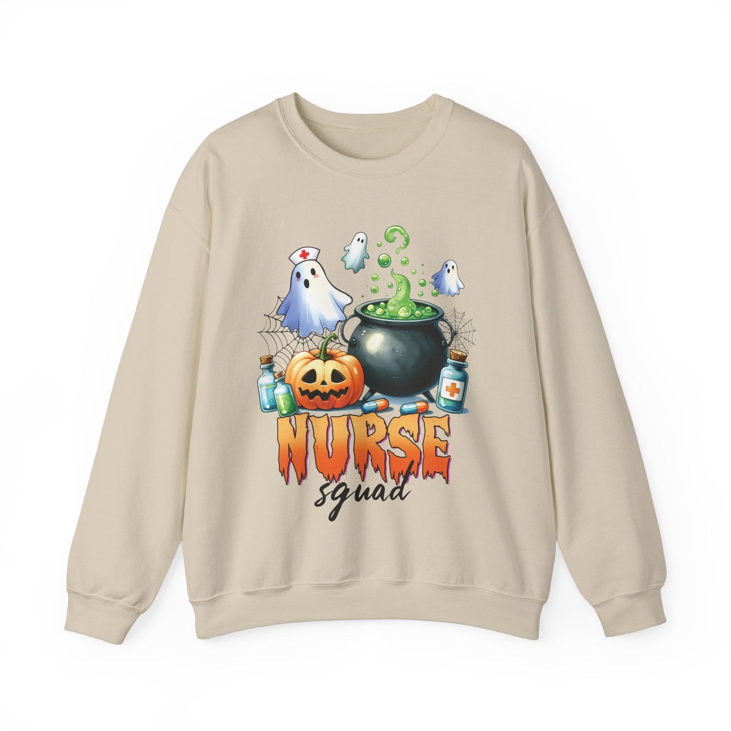 Nurse Squad Halloween Sweatshirt School Nurse Sweater Cute Ghost Nurse Gift Spooky Season Pullover Sweater Boo Ghost Nursing Student Gift