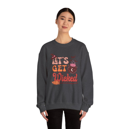 Let's Get Wicked Sweatshirt Funny Halloween Sweater Wicked Sweat Magical Spooky Season Crewneck Retro Halloween Witch Sweatshirt Women Gift