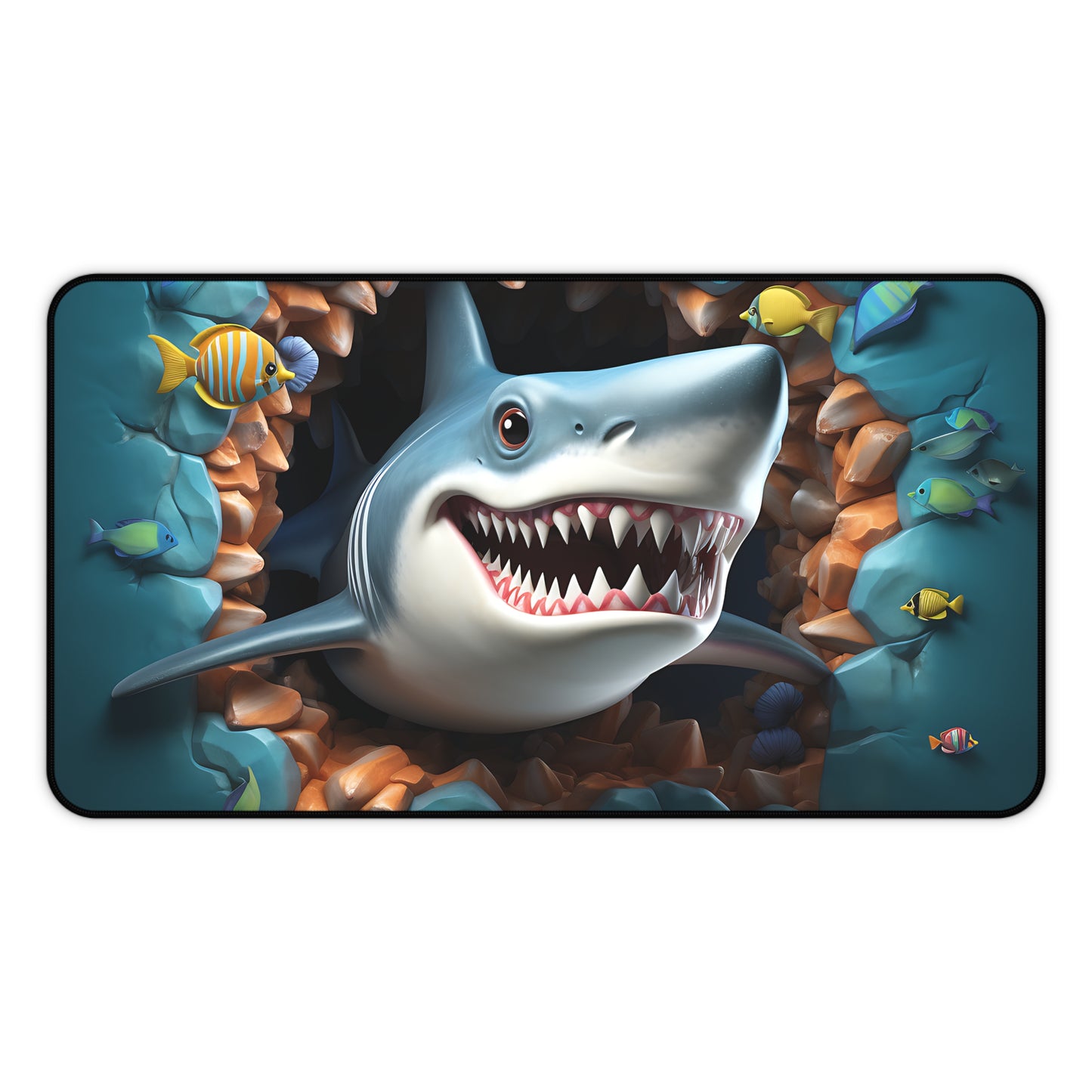 Funny Shark Desk Mat Deep Sea Office Desk Accessory Ocean Lover Mouse Pad Marine Desk Pad Nautical Gaming Mousepad Unique Gift Scuba Diver