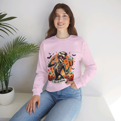 Retro Boo-jee Mama Sweatshirt Funny Mom Skeleton Coffee Sweatshirt Mom Halloween Sweater Bougie Spooky Mama Pullover Sweater Boujee Mom Gift