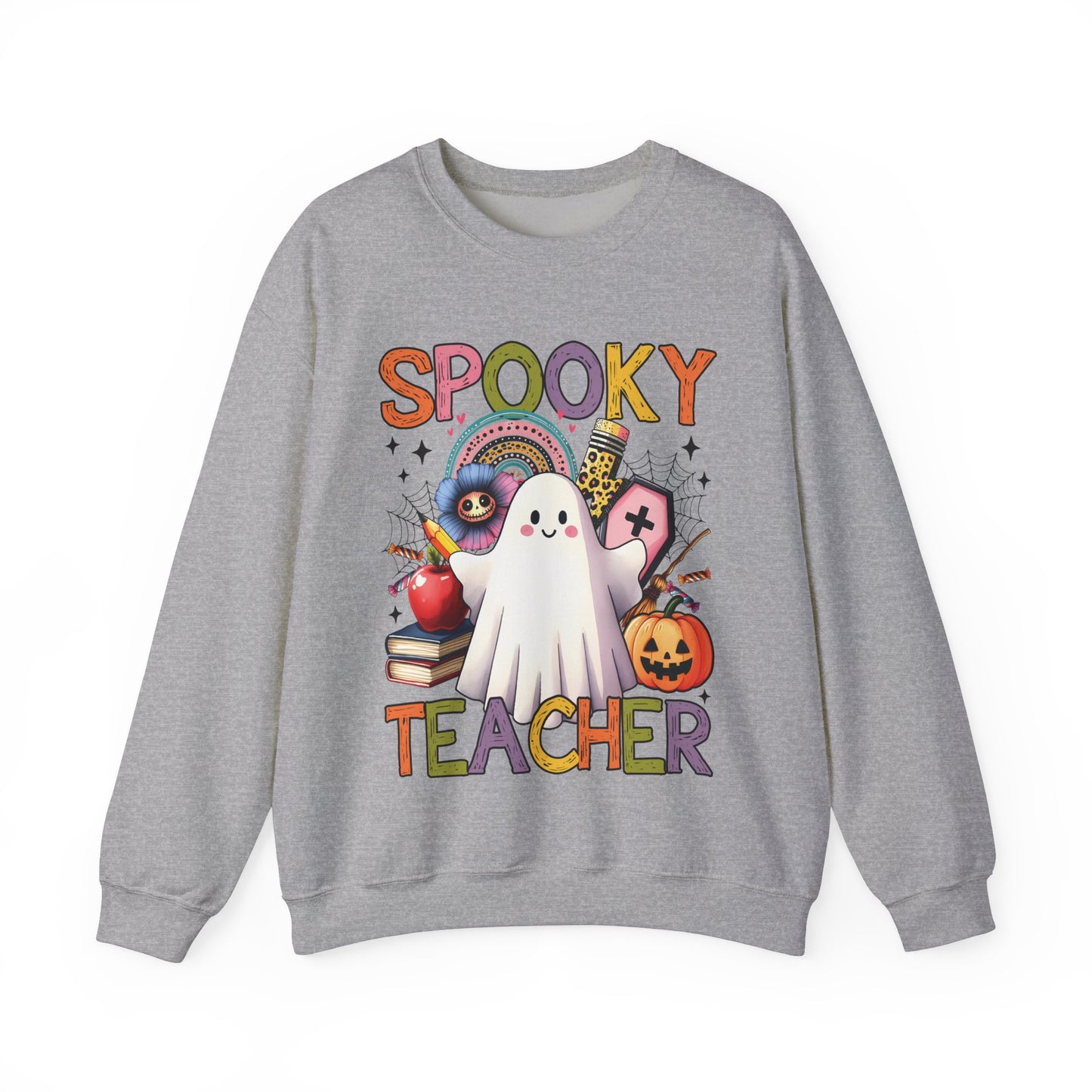 Spooky Teacher Sweatshirt Halloween Teacher Sweater Funny Ghost Teacher Pullover Sweater Groovy Halloween Teacher Gift Retro Spooky Teacher