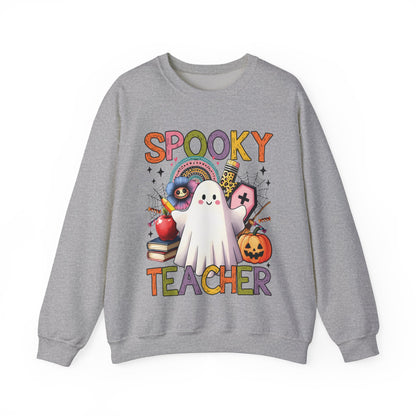 Spooky Teacher Sweatshirt Halloween Teacher Sweater Funny Ghost Teacher Pullover Sweater Groovy Halloween Teacher Gift Retro Spooky Teacher