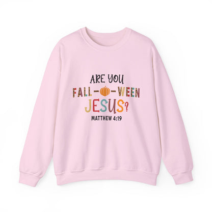 Are You Fall-O-Ween Jesus Sweatshirt Christian Retro Halloween Sweater Religious Fall Crewneck Follow Jesus Sweat Matthew Bible Verse 4:19