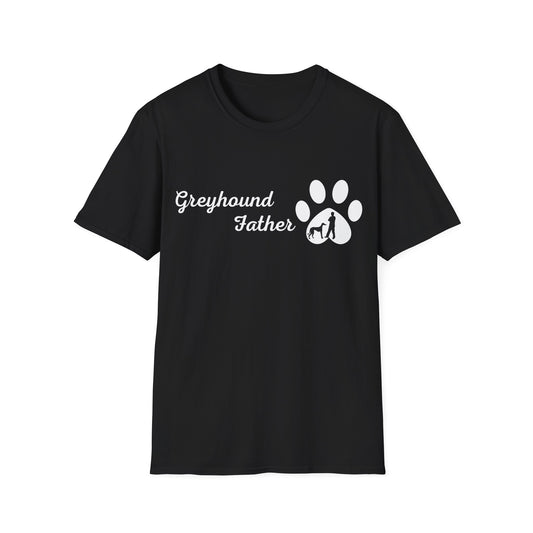 Doggy Dad's T-shirt, "Greyhound Father", Dog Father's Day Gift, Fur Papa, Unique Men's Apparel Novelty Pet Lover Tee Present