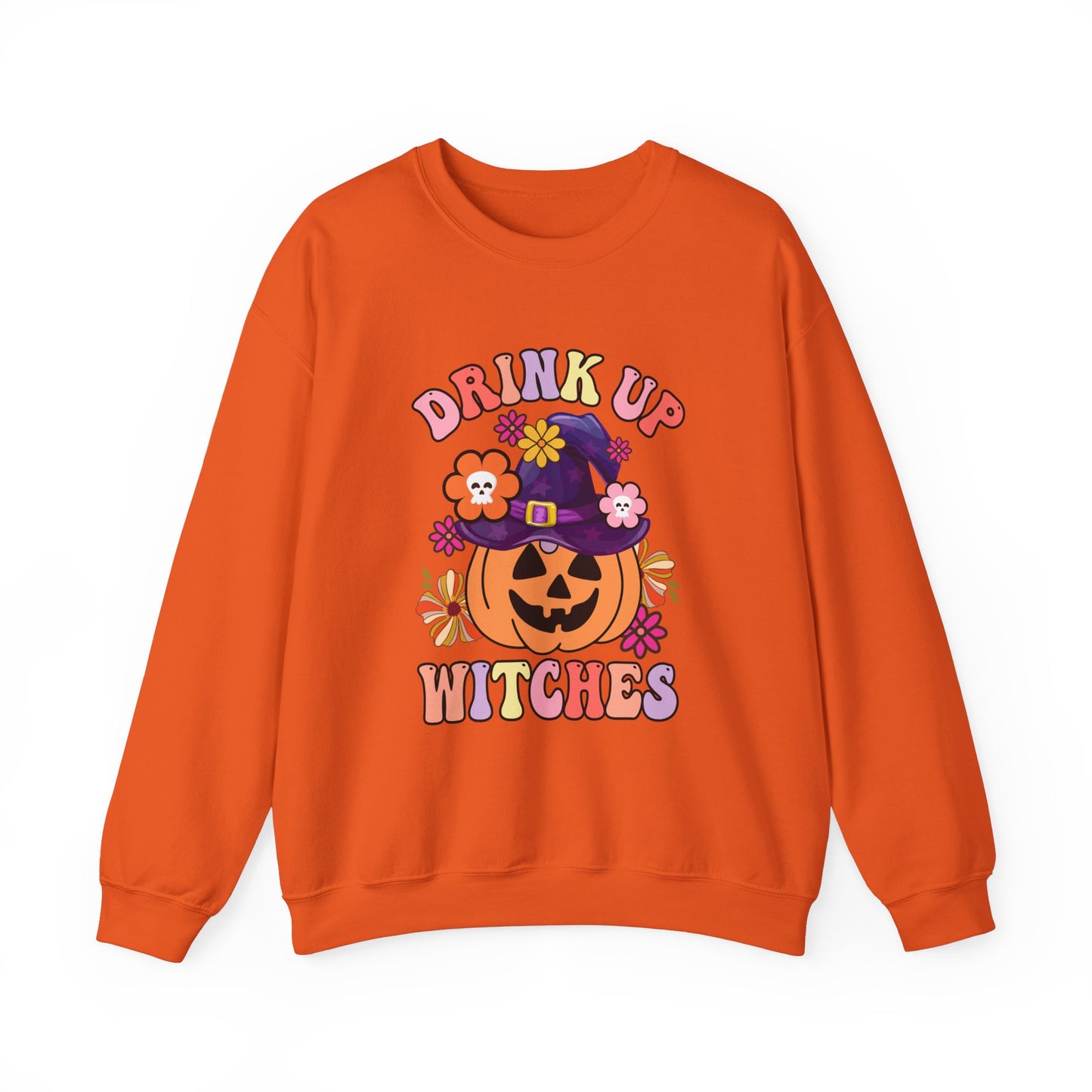 Drink Up Witches Sweatshirt Funny Halloween Retro Halloween Party Sweater Groovy Sweatshirt Witches Halloween Outfit Group Halloween Sweater