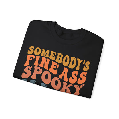 Somebody's Fine Ass Spooky Mama Sweatshirt Funny Halloween Sweater Retro Boho Halloween Mama Sweat Mom Life Apparel Halloween Ghost Mom Gift