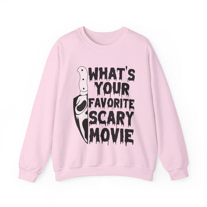 What's Your Favorite Scary Movie Sweatshirt Horror Movie Addict Sweater Ghostface Halloween Sweatshirt Scream Sweater Gift Horror Movie Club