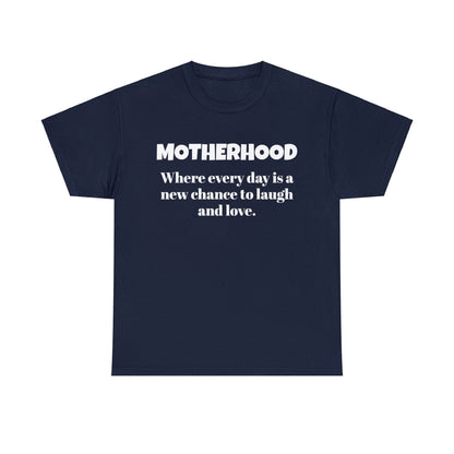 Fun Mom's Unisex Heavy Cotton Tee, "MOTHERHOOD", Mother's Day Gift, T-shirt for Her, Ladies Adult Unique Novelty Present