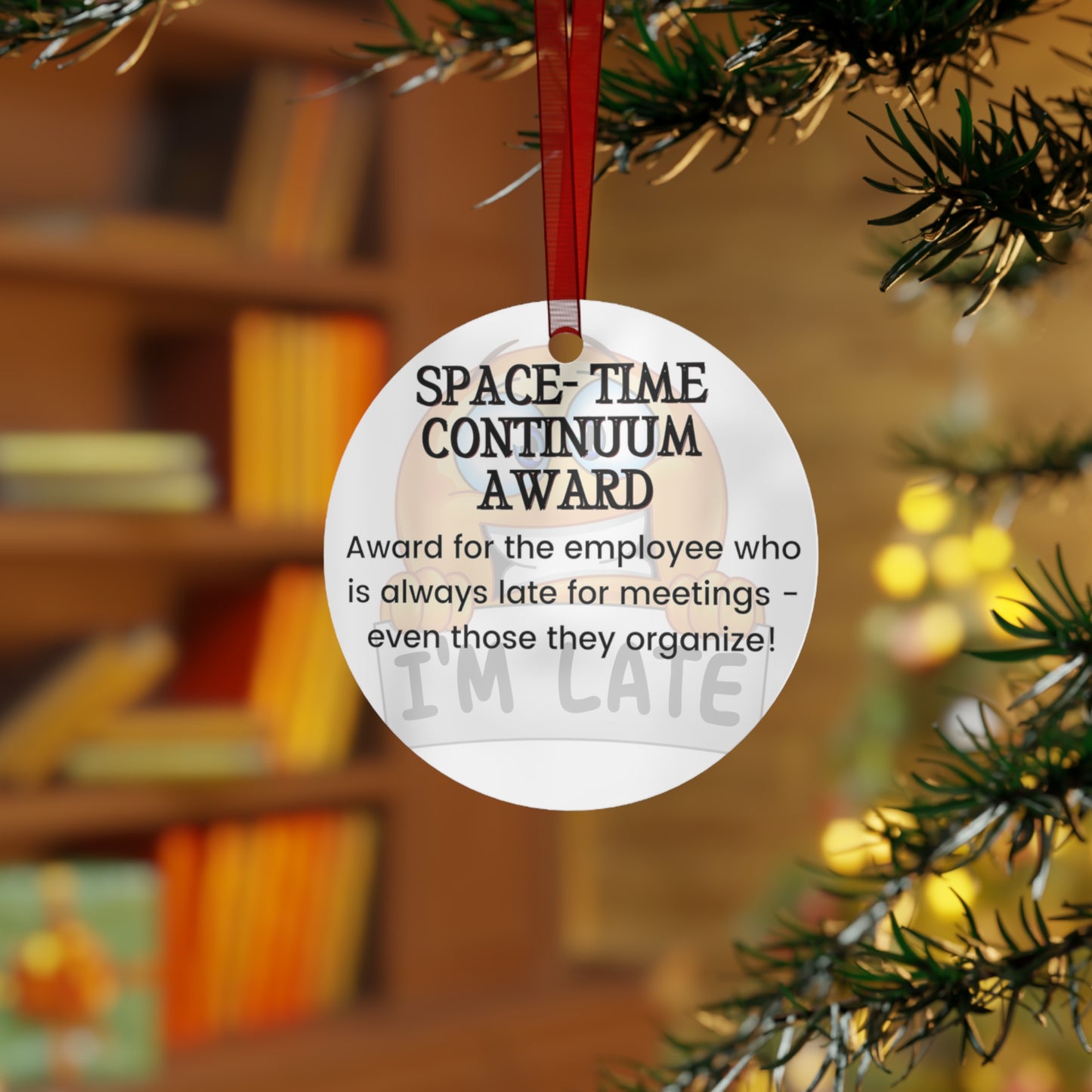 Funny Office Award Metal Ornament Space-Time Award Funny Coworkers Work Party Gift Year End Ornament Office Gift Employee Christmas Ornament