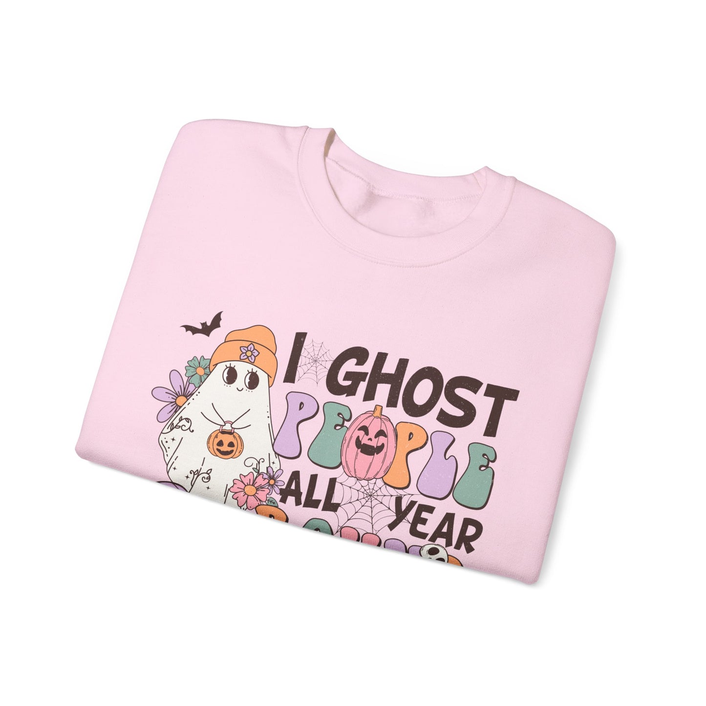 I Ghost People Year Round Sweatshirt Funny Halloween Sweater Retro Halloween Sweatshirt Cool Ghost Halloween Apparel Groovy Spooky Season