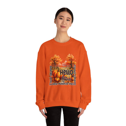 Hello Fall Sweatshirt Fall Words Sweater Hello Fall Crewneck Autumn Season Sweat Fall Graphic Apparel Cute Pumpkin Thanksgiving Sweatshirt