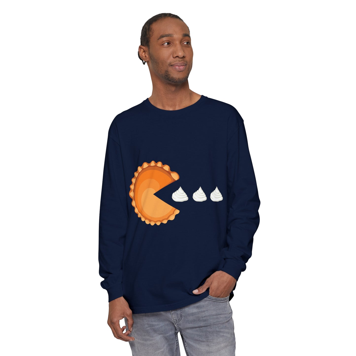 Pumpkin Pie Sweatshirt Funny Thanksgiving Long Sleeve Sweatshirt Sweater Fall Pumpkin Pac Man Thick Thighs Pumpkin Season Gift