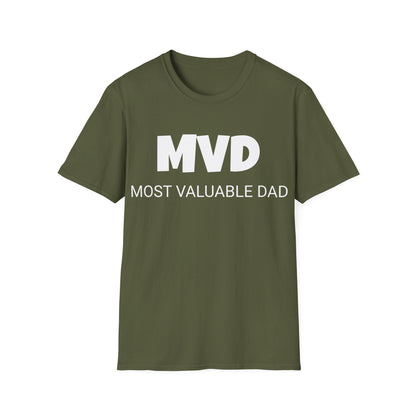 Funny Dad Unisex Softstyle T-Shirt, "MVD", Father's Day Gift, Mens Adult Tee Unique Novelty Present,Ideas for Pappa,Daddy,Pop