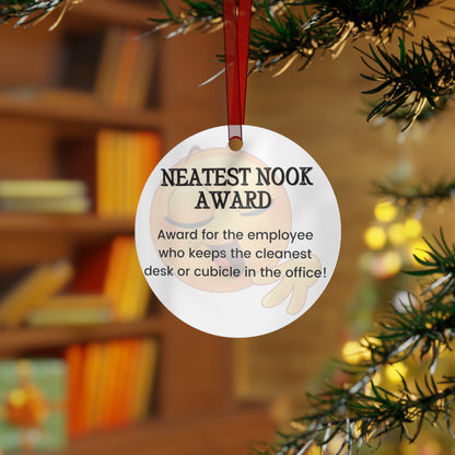 Funny Office Award Metal Ornament Neatest Nook Award Funny Coworkers Work Party Gift Year End Ornament Office Gift Employee Xmas Ornament