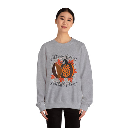 Fall Vibes Football Sweatshirt Falling Leaves Football Please Sweater Footbal Mom Fall Sweater Football and Pumpkin Crewneck Autumn Season