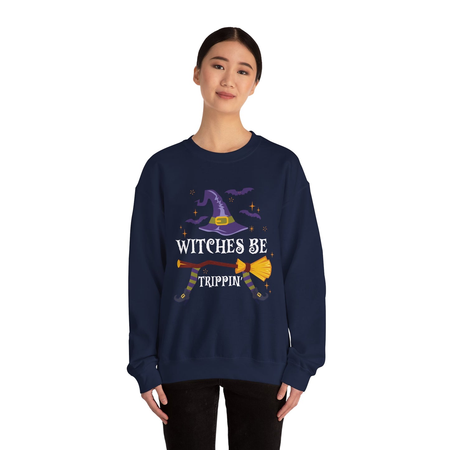 Witches be Trippin Sweatshirt Halloween Witch Sweater Funny Halloween Sweatshirt Witchy Halloween Outfit Salem Witch Apparel Spooky Season