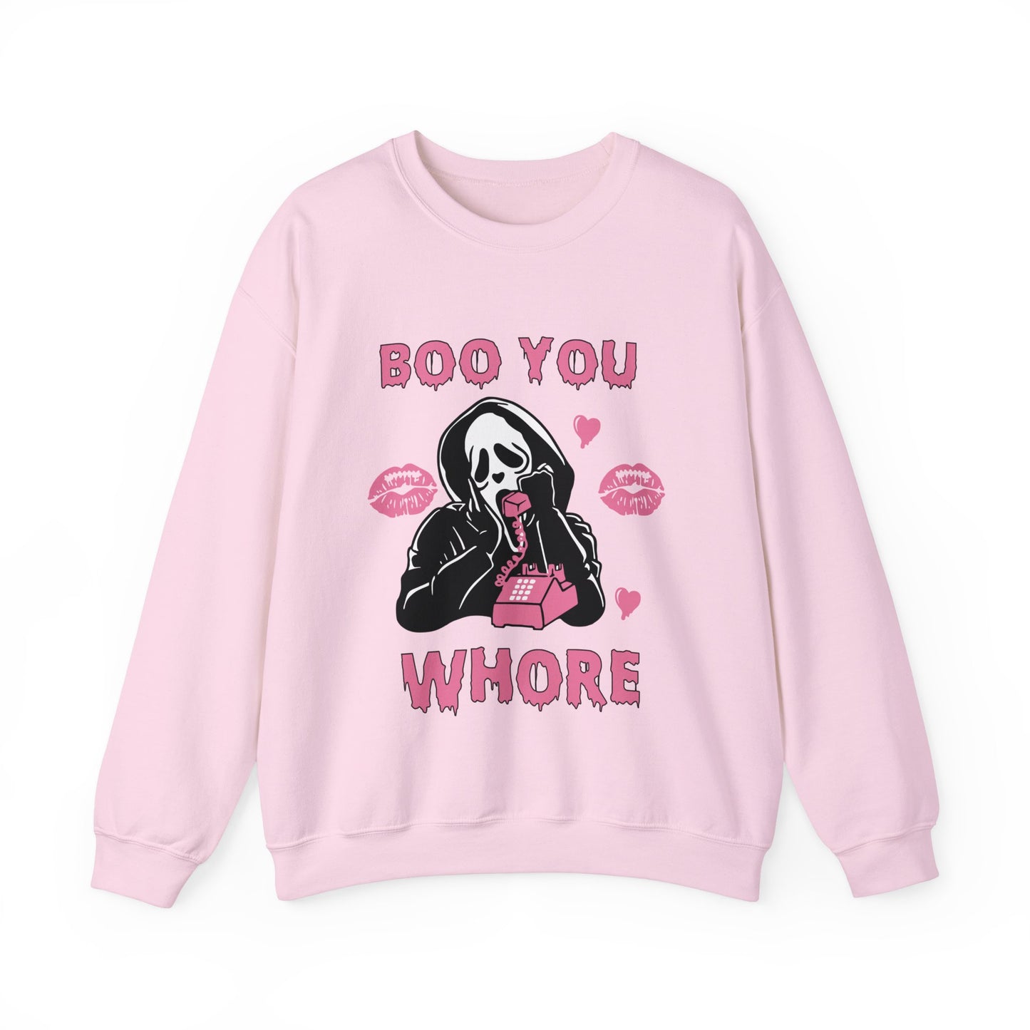 Boo You Whore Sweatshirt Funny Halloween Sweater Spooky Season Sweatshirt Horror Movie Halloween Outfit Ghostface Valentine Sweatshirt Gift