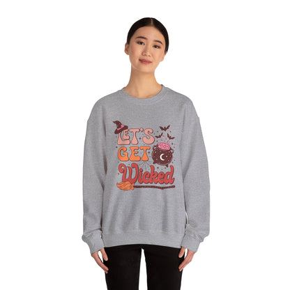 Let's Get Wicked Sweatshirt Funny Halloween Sweater Wicked Sweat Magical Spooky Season Crewneck Retro Halloween Witch Sweatshirt Women Gift