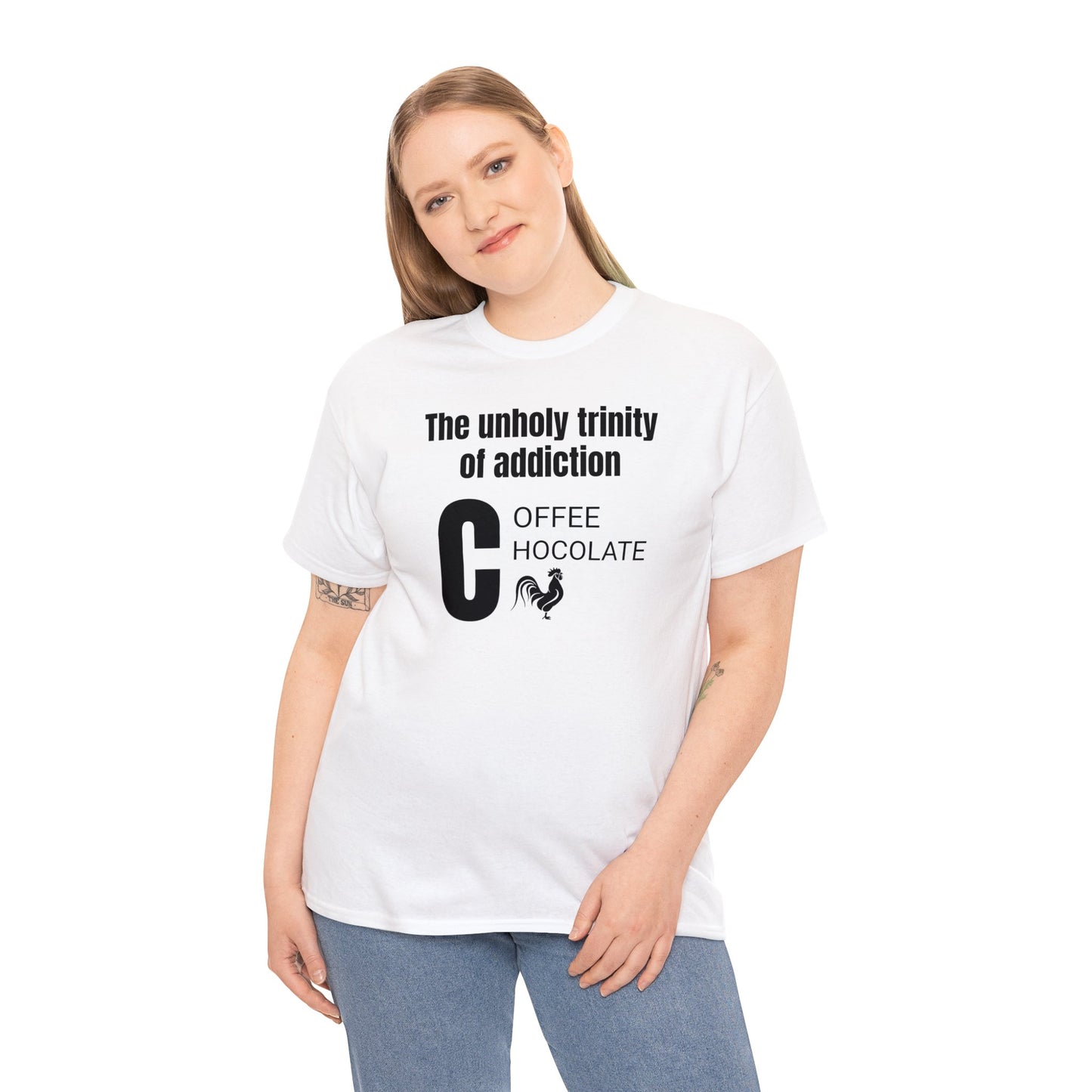 Funny Unisex Heavy Cotton Tee,"The unholy trinity...", Rude Adult Unique Novelty Gift, Naughty Gag T-shirt Present, Fun Divorcee