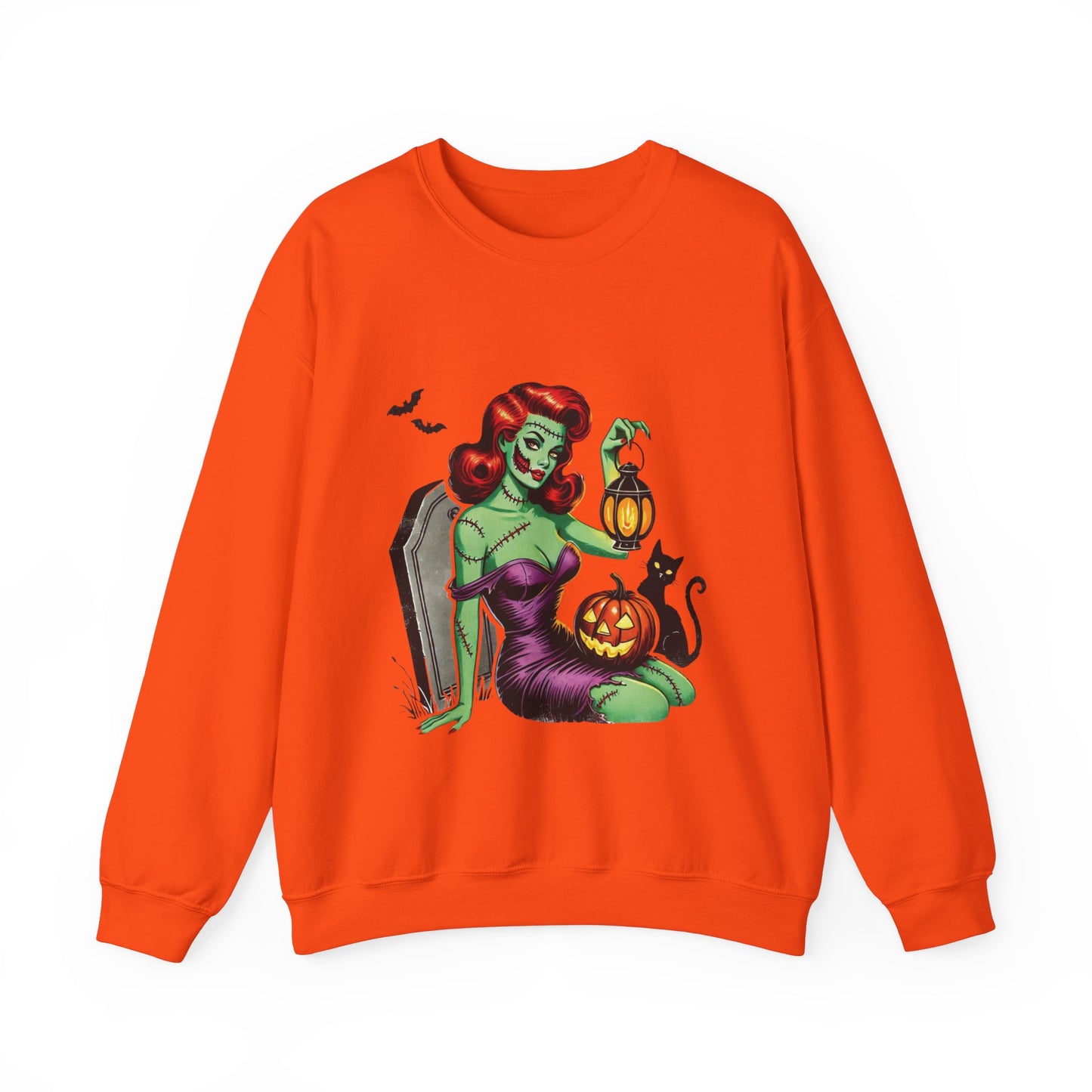 Zombie Pin-Up Girl Sweatshirt Halloween Zombie Girl Sweater Retro Pin Up Girl Zombie Pullover Vintage Zombie Pin Up Girl Sweater Womans Gift