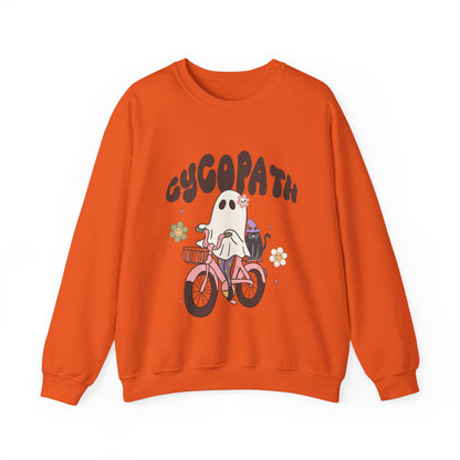 Cycopath Sweatshirt Funny Halloween Sweater Ghost on Bicycle Fall Crewneck Spooky Season Halloween Retro Trendy Vintage Halloween Outfit