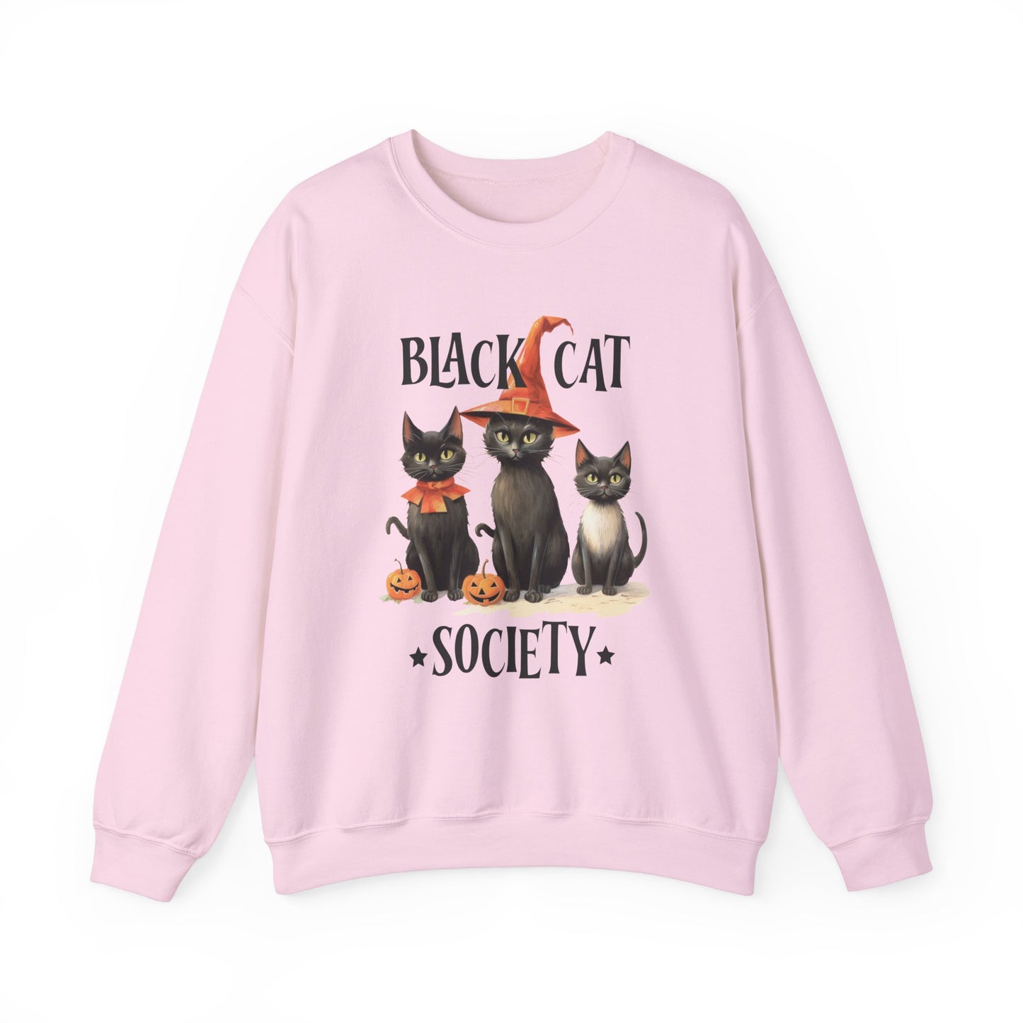 The Black Cat Society Halloween Sweatshirt Vintage Cats 1950s Halloween Sweater Retro Spooky Fall Season Funny Sweater Halloween Cat Lover