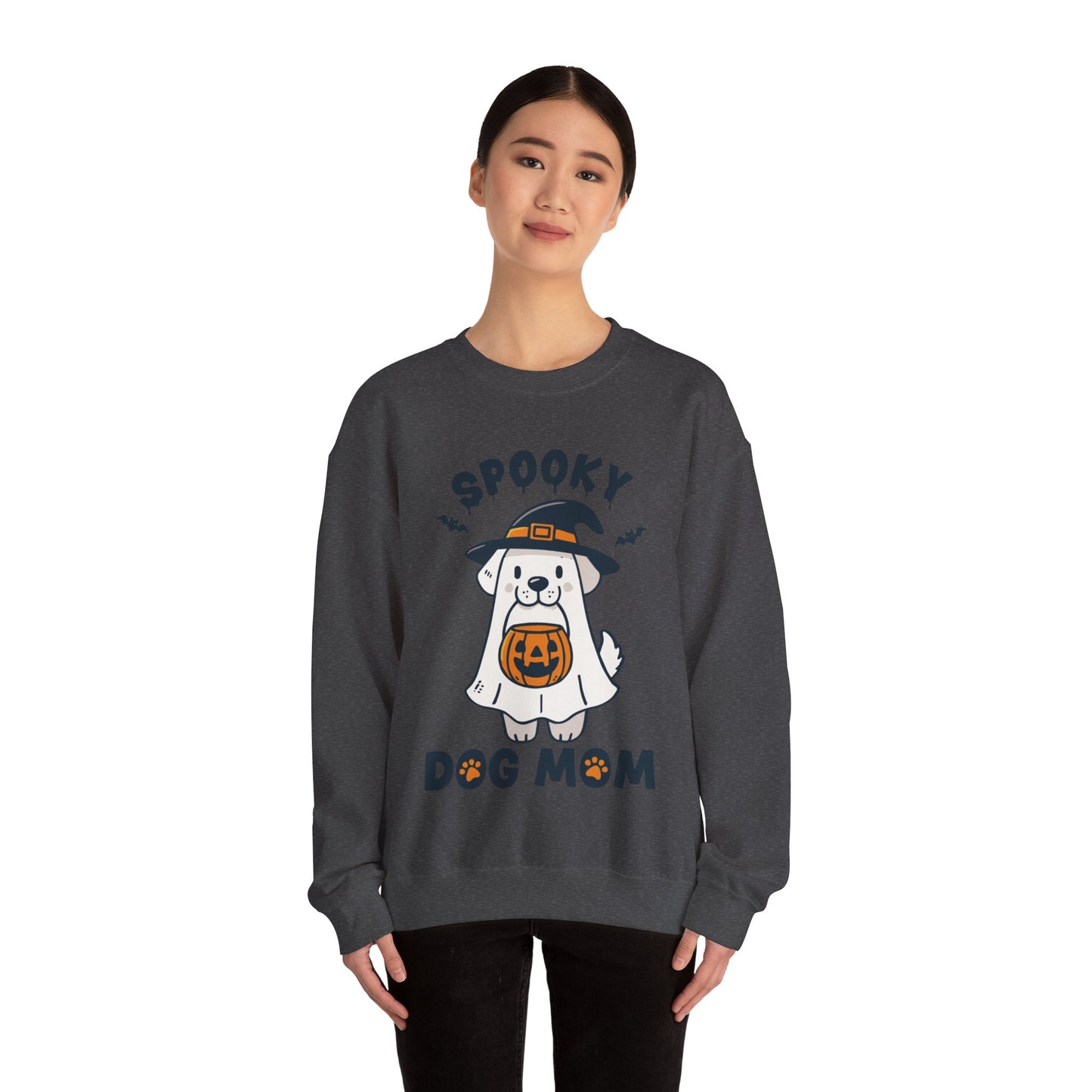 Spooky Dog Mom Sweatshirt Halloween Ghost Dog Sweater Women Dog Lover Pullover Cute Dog Mom Gift Trick or Treat Dog Mom Halloween Sweatshirt