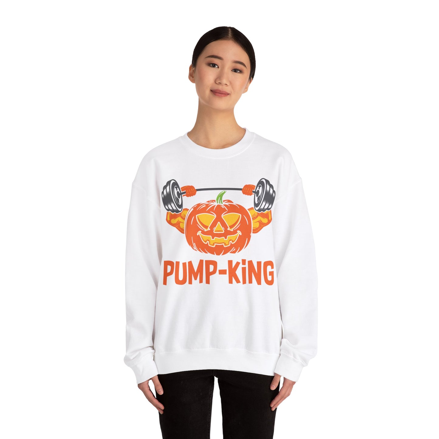 Pump-King Gym Sweatshirt Funny Halloween Sweater Fitness Halloween Sweatshirt Boyfriend Gym Husband Halloween Pumpkin Apparel Novelty Gift