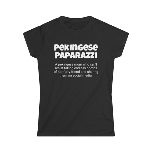 Funny Pekingese Mom's Women's Softstyle Tee ,"Pekingese Paparazzi ",Dog Mother's Day Gift,Ladies Adult Unique Novelty T-shirt