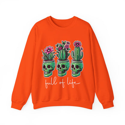 Full of Life Sweater Funny Halloween Sweatshirt Plant Lover Pullover Gift Funny Pot Head Skeleton Succulent Sweat Halloween Plant Lover Gift