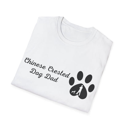 Doggy Dad's T-shirt, "Chinese Crested Dog Dad", Dog Father's Day Gift, Fur Papa, Unique Men's Apparel Novelty Pet Lover Tee