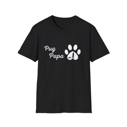 Doggy Dad's T-shirt, "Pug Papa", Dog Father's Day Gift, Fur Papa, Unique Men's Apparel Novelty Pet Lover Tee Present