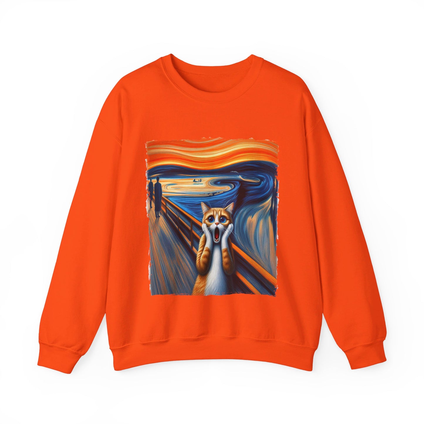 Funny Edvard Munch Cat Sweatshirt Funny The Scream-ing Cat Art Painting Sweater Parody of Edvard Munch Cat Sweater Unique Art Cat Lover Gift