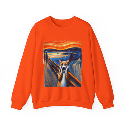 Funny Edvard Munch Cat Sweatshirt Funny The Scream-ing Cat Art Painting Sweater Parody of Edvard Munch Cat Sweater Unique Art Cat Lover Gift