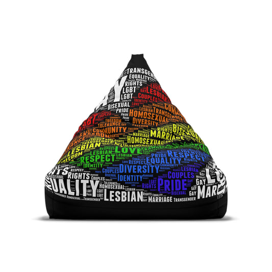 Heart Bean Bag Chair Cover Word Cloud LGBT Gay Lesbian Word Cloud Pride Decor Aesthetic Home Office Gift LGBTQ Gift Teens Dorm Gaming Chair