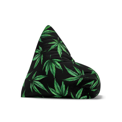 Marijuana Pot Leaves Gaming Bean Bag Chair Cover Black Green Home Decor Weed Cannabis Games Beanbag Living Room Gift Adults Bedroom Man Cave