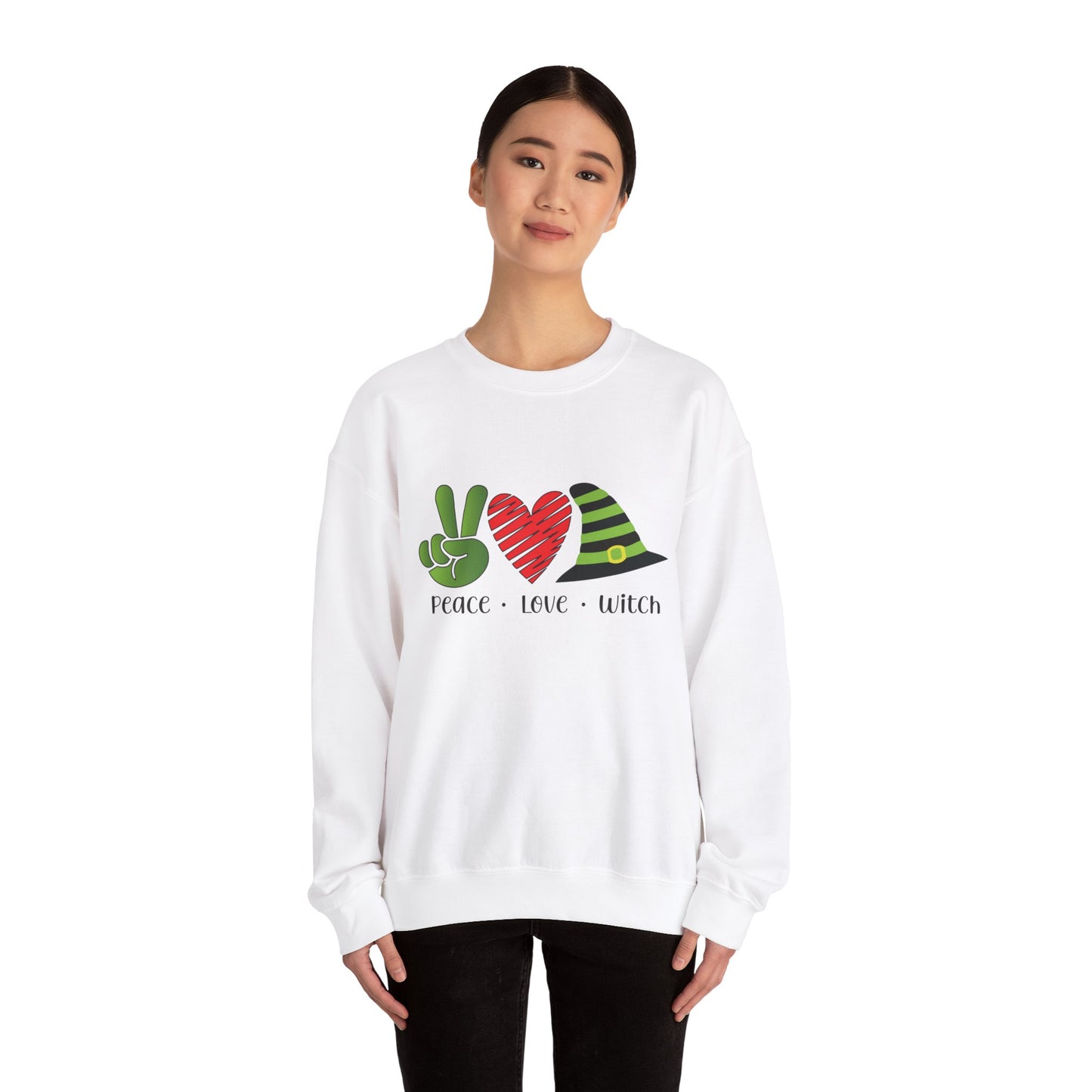 Peace Love Witch Sweatshirt Halloween Witch Sweater Retro Halloween Sweater Hocus Pocus Crewneck Sanderson Sisters Halloween Apparel Witchy