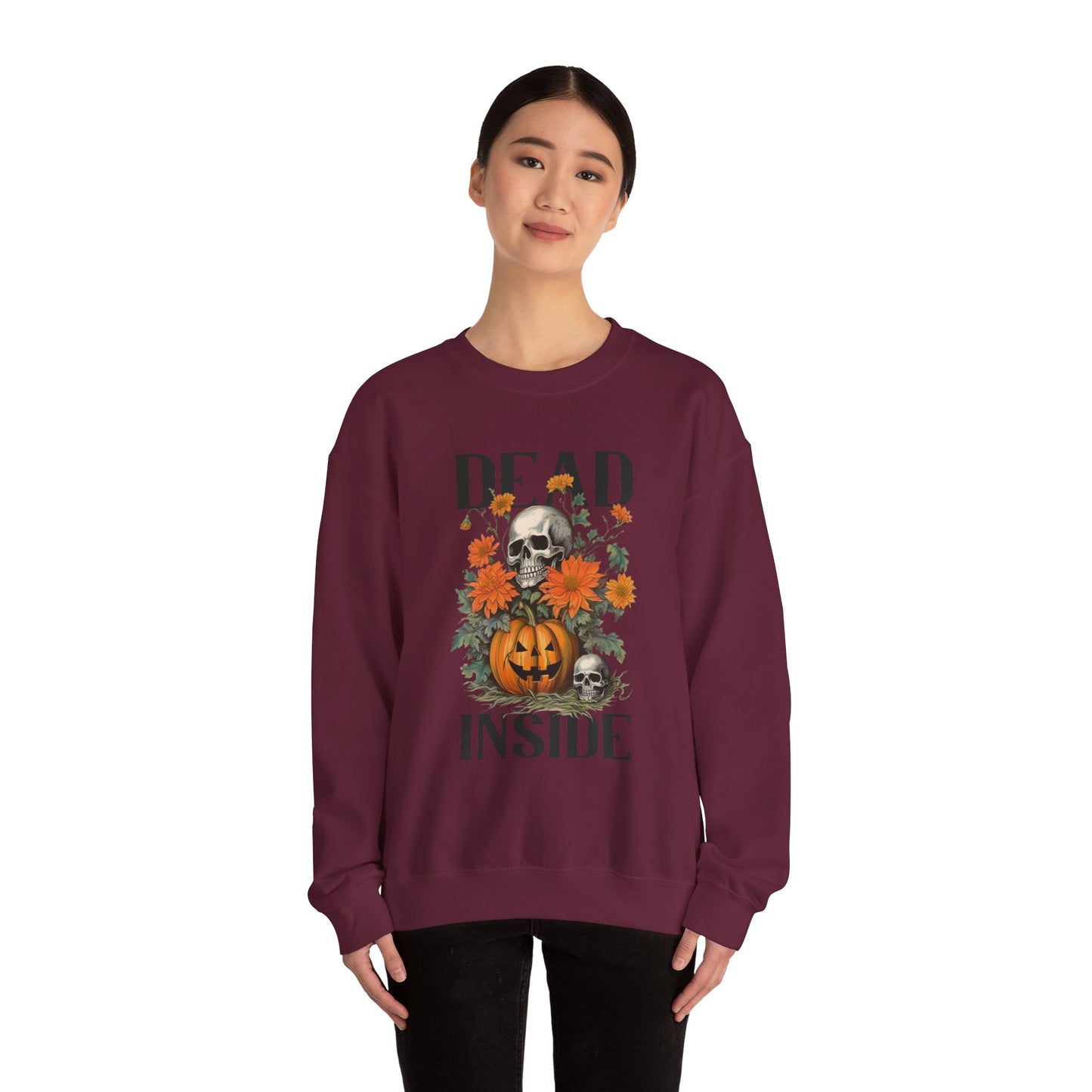 Dead Inside Halloween Sweatshirt Vintage 1950s Halloween Sweater Retro Halloween Funny Sweatshirt Spooky Season Skull Pumpkin Fall Season