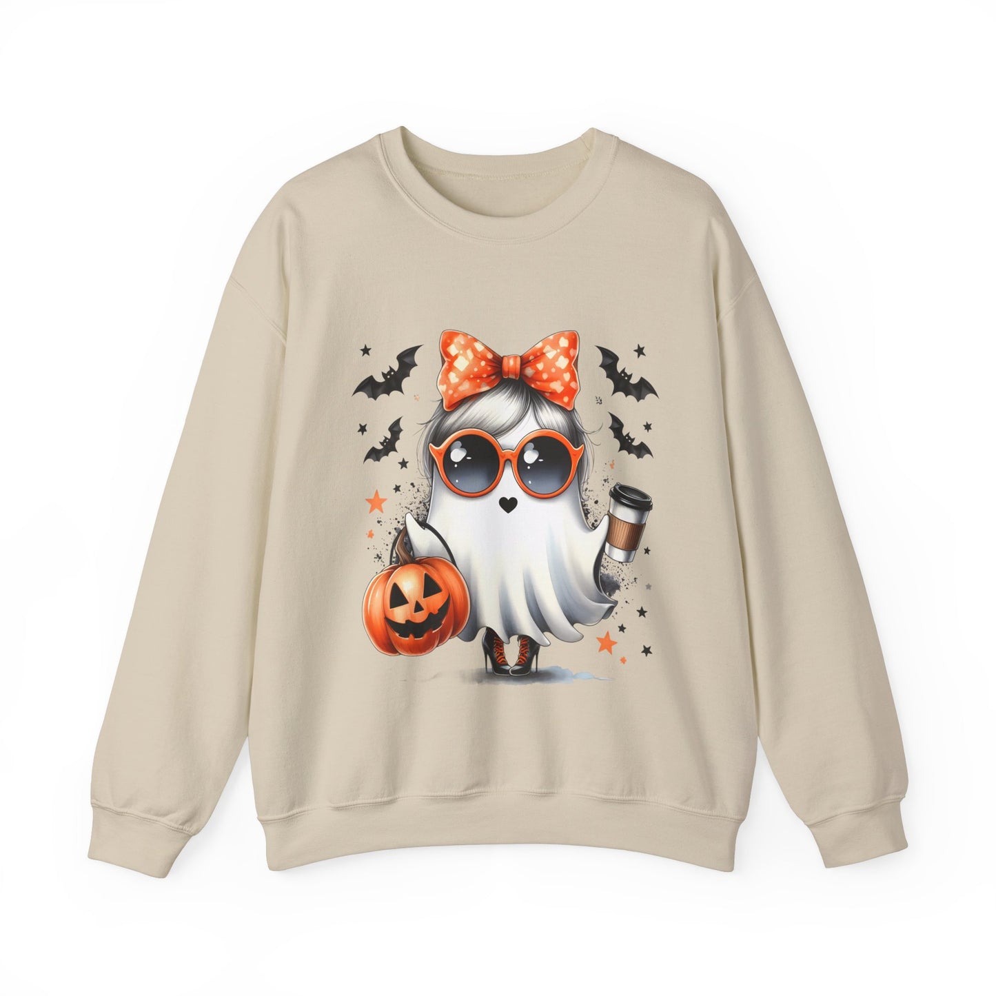 Boo-Jee Ghost Halloween Sweatshirt Cute Ghost Sweatshirt Fall Sweater Bougie Ghost Coffee Lover Pullover Sweater Autumn Boojee Spooky Season