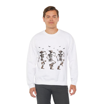 Dancing Skeleton Cowboys Sweatshirt Western Halloween Sweater Line Dancing Skeletons with Boots Cowgirls Pullover Sweater Cowboys Fall Gift