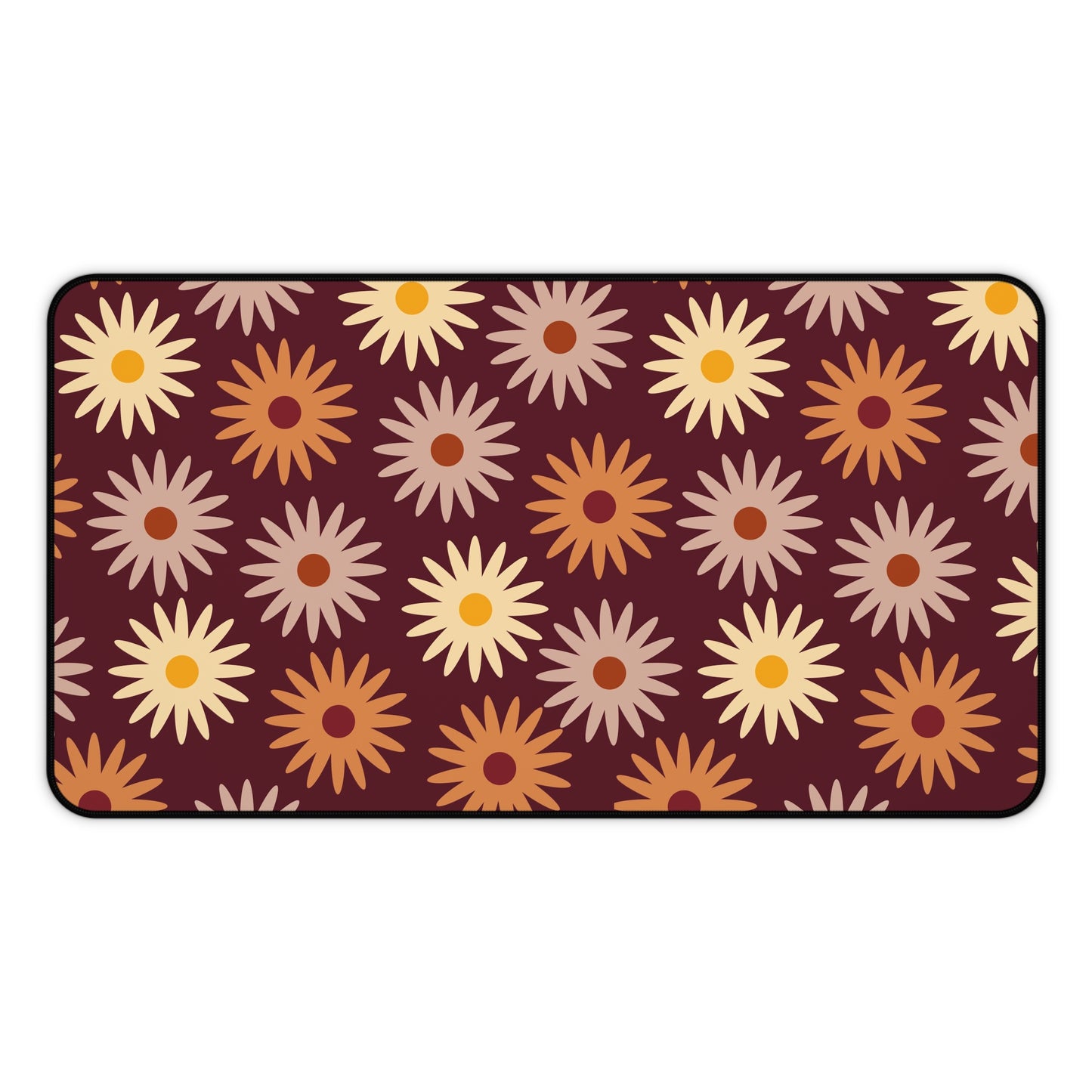 Retro Floral Desk Mat Groovy Boho Chic Office Desk Accessories 60s 70s Hippie Flower Power Mouse Pad Funky Vintage Desk Pad Gift Idea Ladies