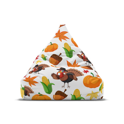 Thanksgiving Bean Bag Chair Cover Fall Season Beanbag Autumn Home Decor Turkey Dinner Adult Teens Dorm Bedroom Living Room Gaming Chair Gift