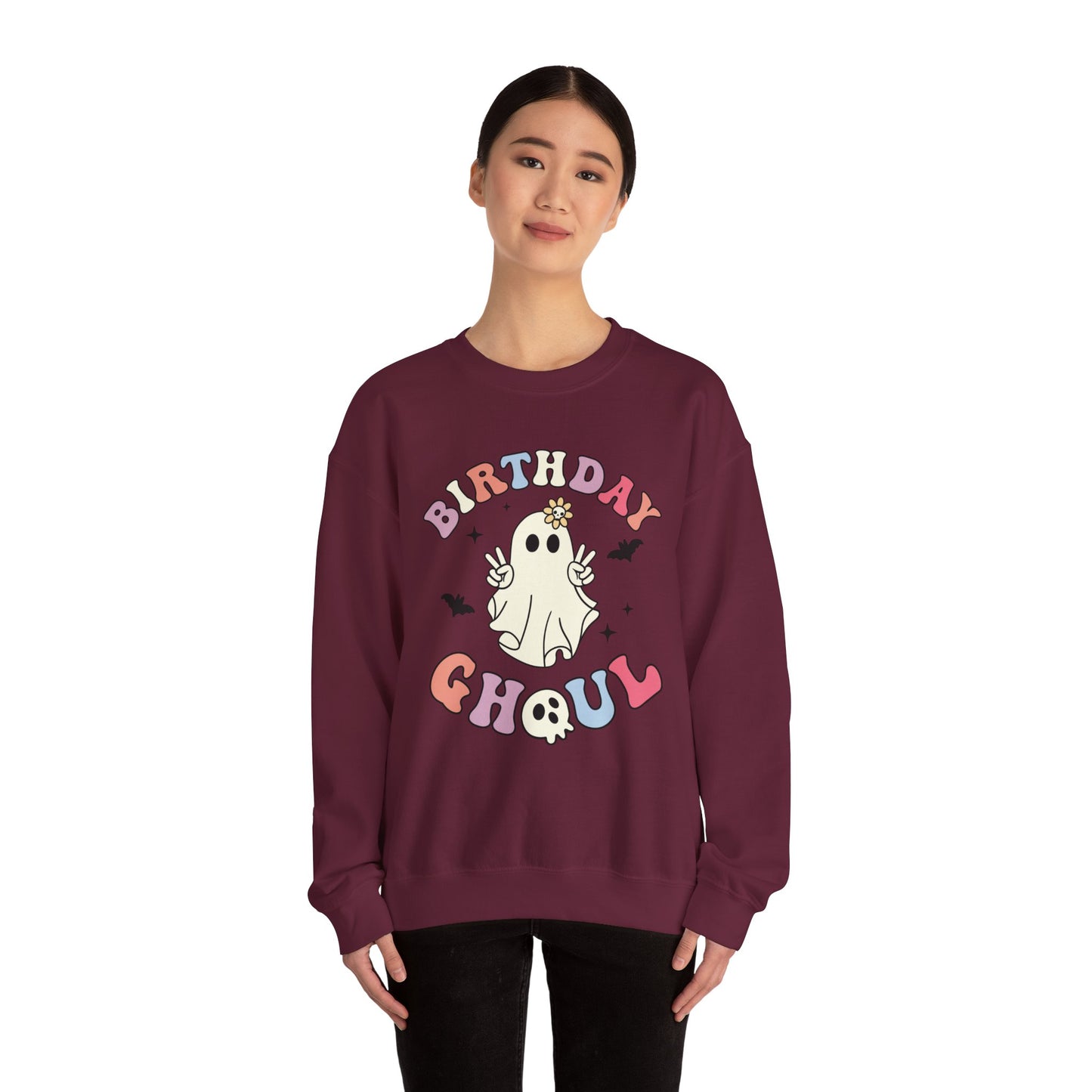 Birthday Ghoul Sweatshirt Funny Halloween Birthday Sweater Retro Halloween Ghost Sweatshirt Spooky Season Groovy Halloween Birthday Party