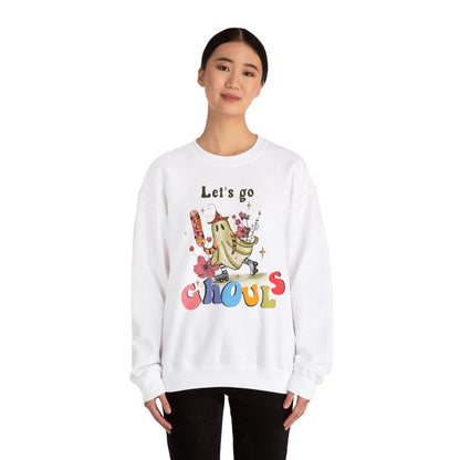 Lets Go Ghouls Sweatshirt Retro Halloween Sweater Funny Halloween Skater Ghost Sweatshirt Spooky Season Groovy Halloween Outfit Funky Women