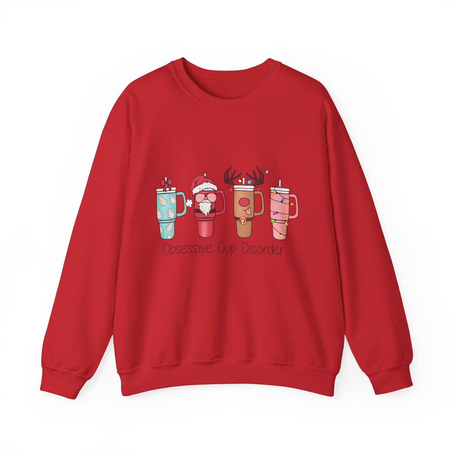 Retro Christmas Obsessive Cup Disorder Sweatshirt Funny OCD Sweater Funny Christmas Cups Crewneck OCD Lover Xmas Coffee Tee Christmas Sweat