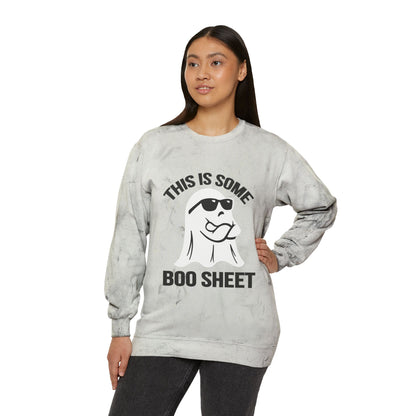 This Is Boo Sheet Sweatshirt Funny Halloween Sweater Retro Halloween Sweatshirt Spooky Season Sweater Hippie Halloween Color Blast Sweater