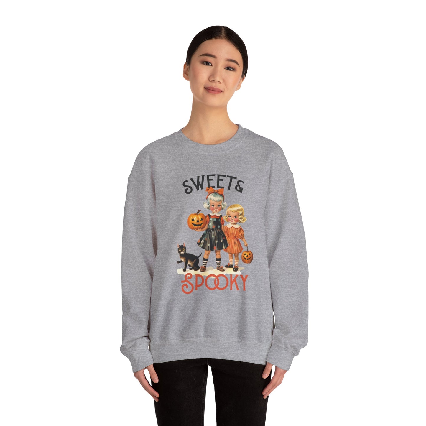 Sweet and Spooky Halloween Sweatshirt Cute Vintage 1950s Halloween Sweater Retro Halloween Apparel Unique Black Cat Sweatshirt Fall Season